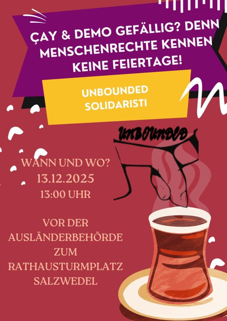 Das Bild ist in weinrot, lila, orange gehalten. Es ist ein Teeglas mit dampfendem Inhalt zu sehen. In dem Dampf befindet sich das Logo von Unbounded.